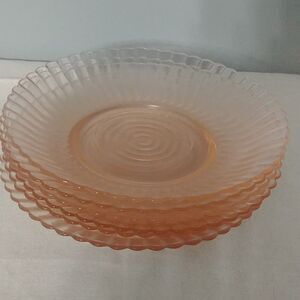 Perfect condition vintage depression glass 1930 petalware pink saucers set of 6*